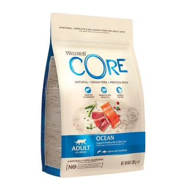 Wellness CORE Adult Ocean grain-free dry cat food bag with salmon and tuna flavor