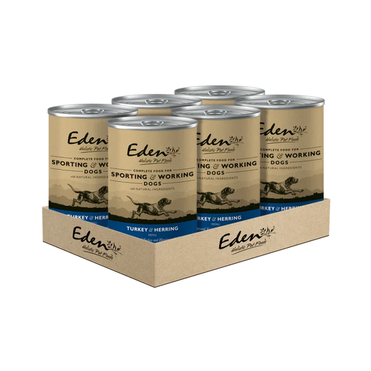 Eden Wet Food for Sporting & Working Dogs: Turkey and Herring 6x400G - Eden Holistic Pet Foods