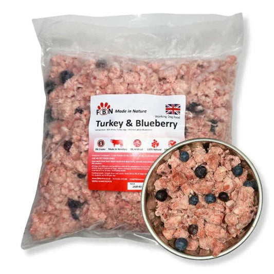 Fur Baby Nutrition Turkey & Blueberry Frozen Dog Food 1kg - North East Pet Shop Fur Baby Nutrition