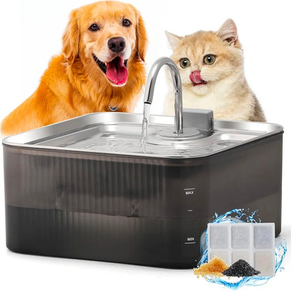 XL Cat & Dog Water Fountain - 7L Ultra Quiet Pump (28.5dB) & 4-Stage Filter System Stainless Steel